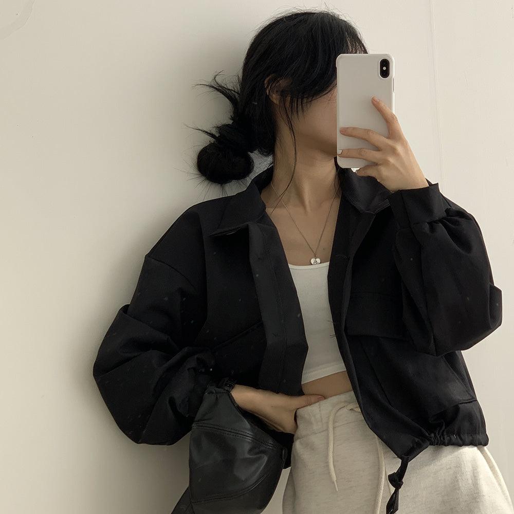 翻領工裝短款夾克外套<KR> - IKIMSTORE