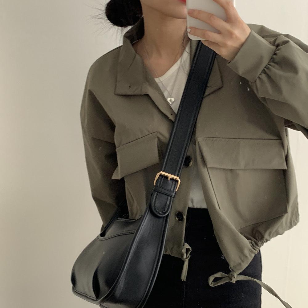 翻領工裝短款夾克外套<KR> - IKIMSTORE
