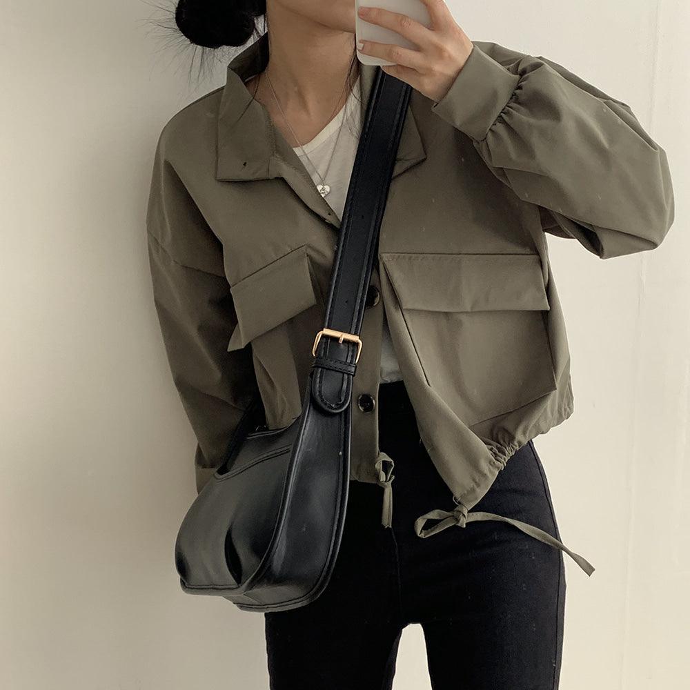 翻領工裝短款夾克外套<KR> - IKIMSTORE