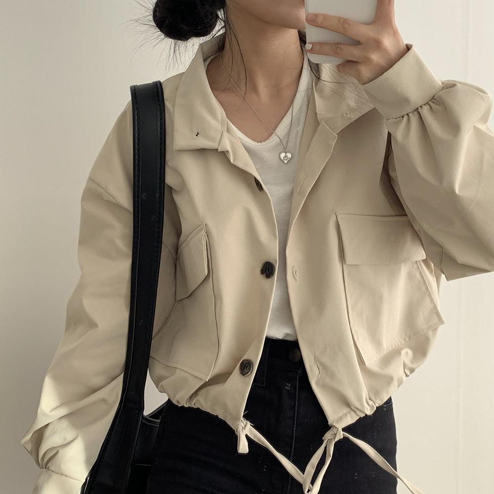 翻領工裝短款夾克外套<KR> - IKIMSTORE
