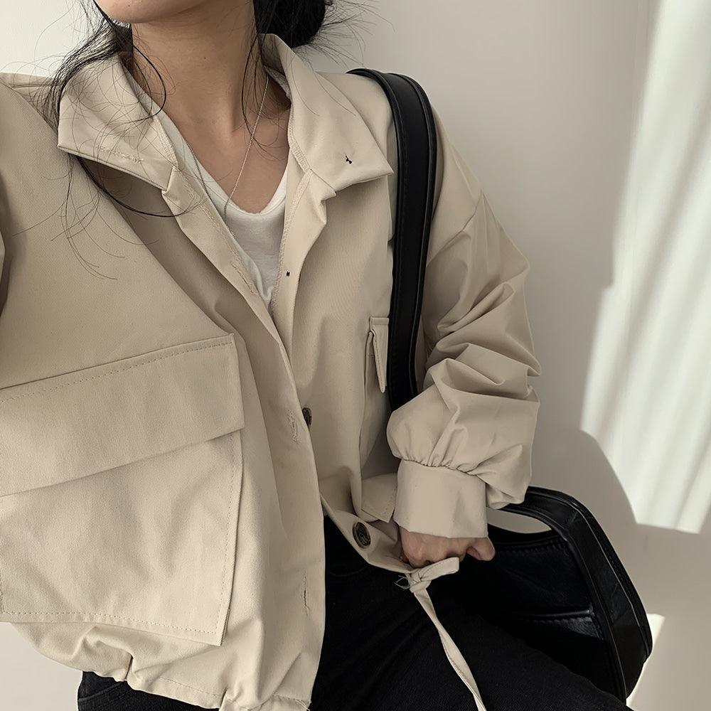 翻領工裝短款夾克外套<KR> - IKIMSTORE