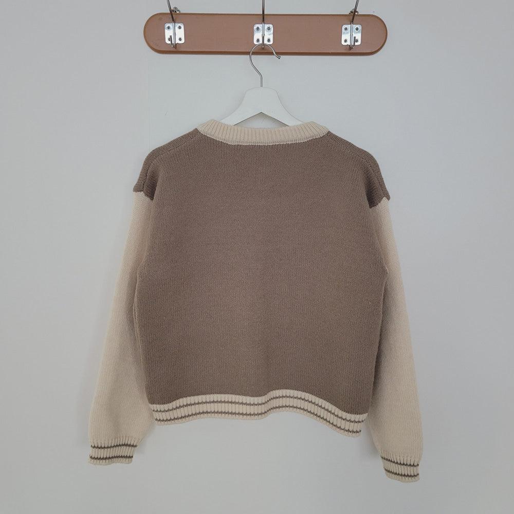 【現貨navy】韓系撞色棒球針織外套 - IKIMSTORE