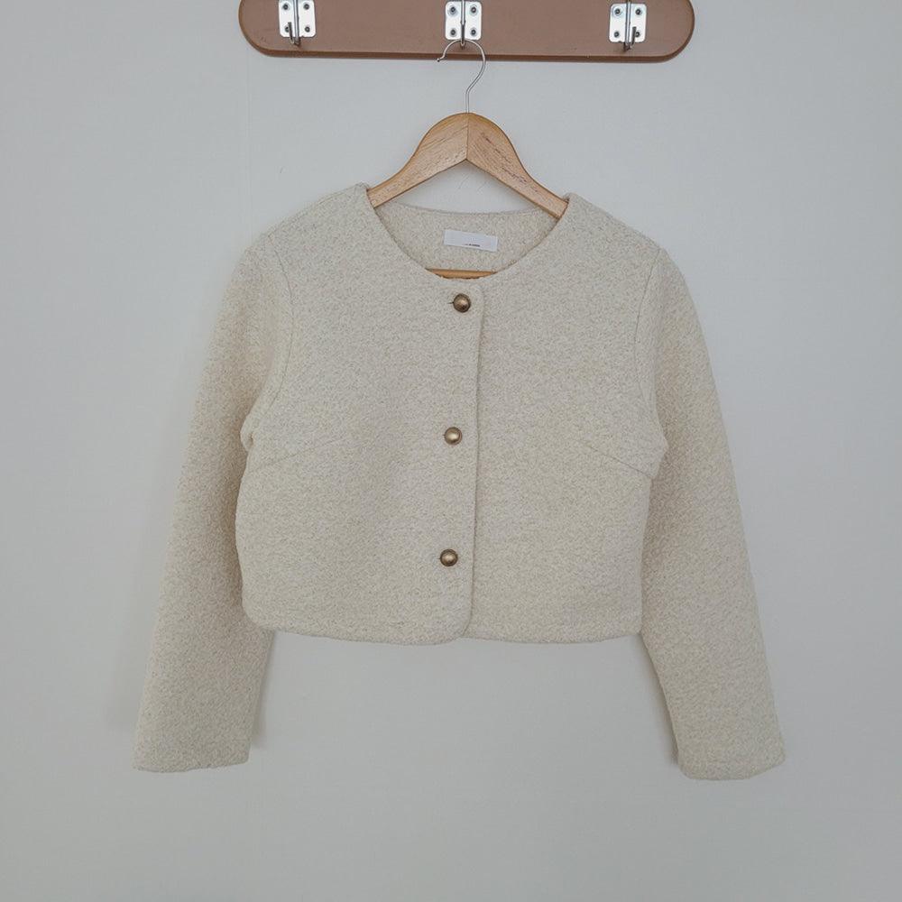 【混金線🥂】韓製圓領毛呢金扣外套<KR> - IKIMSTORE