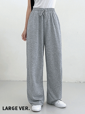 【兩種長度&大碼】寬筒鬆緊腰綁帶休閒褲(2色) - IKIMSTORE