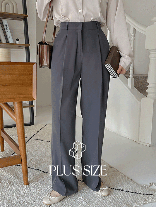 【後鬆緊腰/3種長度】單針褶暗扣西裝闊褲(S-2XL) - IKIMSTORE