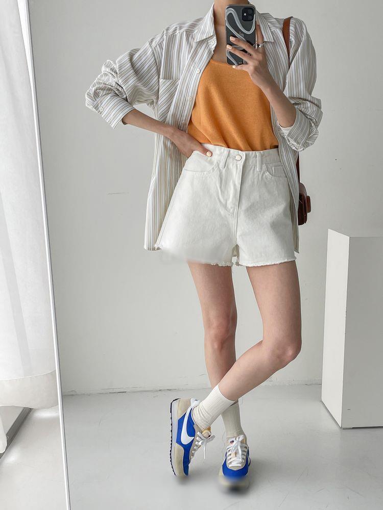 韓製不修邊牛仔短褲<KR>(S-XL) - IKIMSTORE