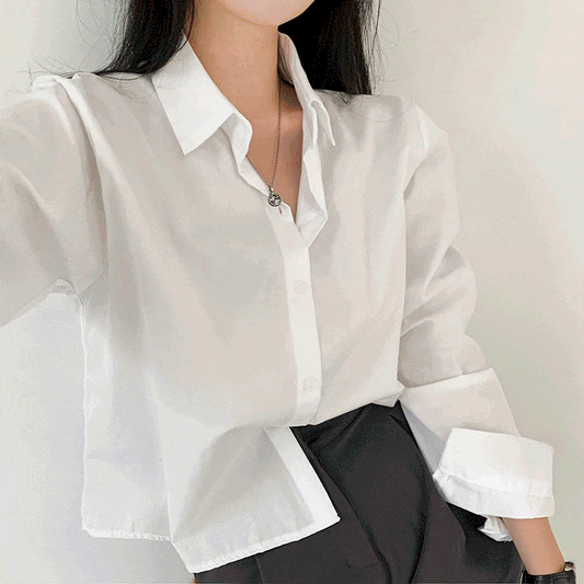 【韓製/8色】日常棉質短款恤衫<KR> - IKIMSTORE