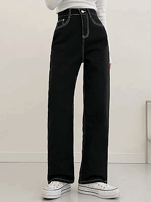 明線寬筒牛仔褲(S-L) - IKIMSTORE