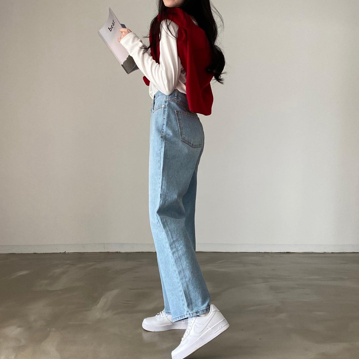 韓製直筒水洗牛仔褲<KR> - IKIMSTORE