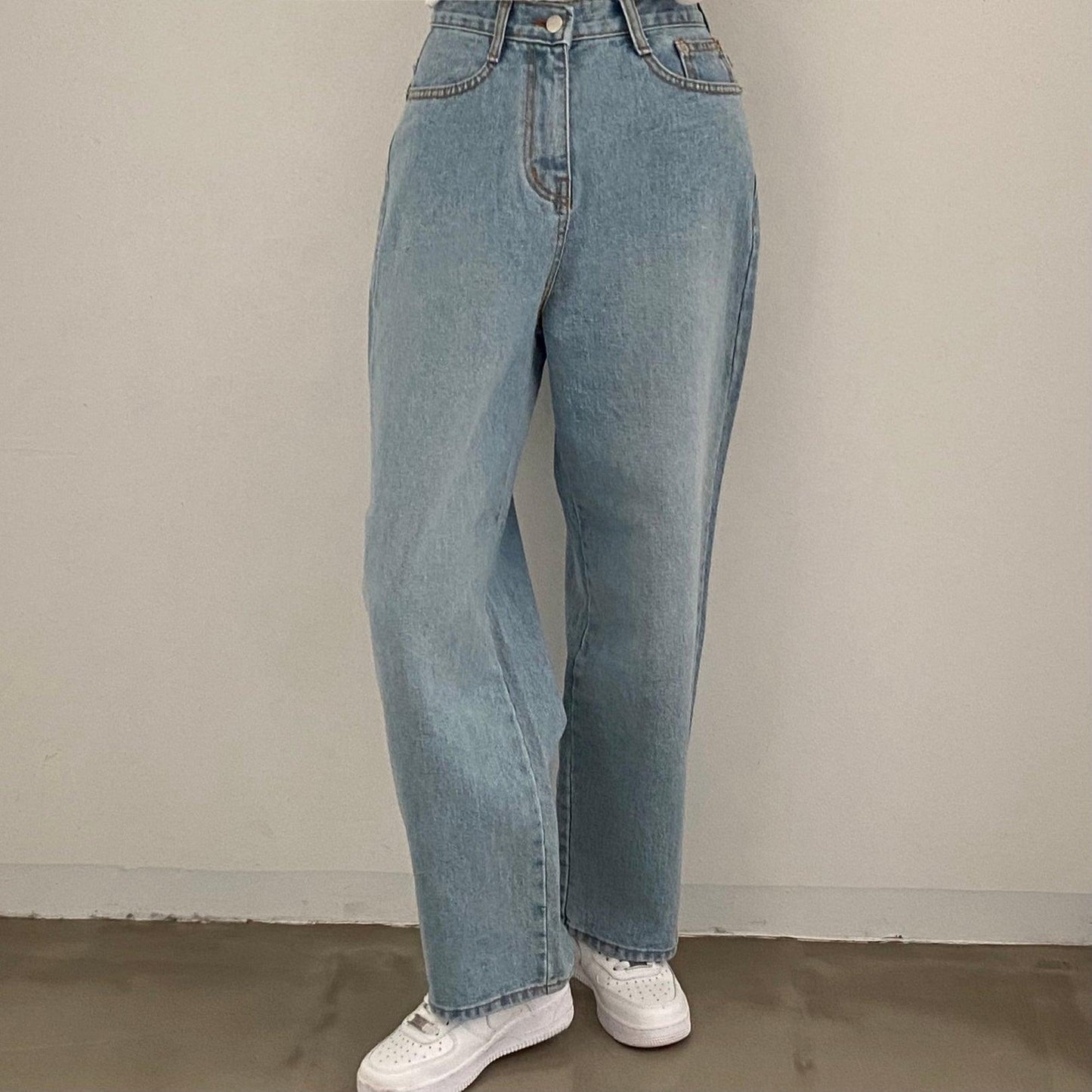 韓製直筒水洗牛仔褲<KR> - IKIMSTORE