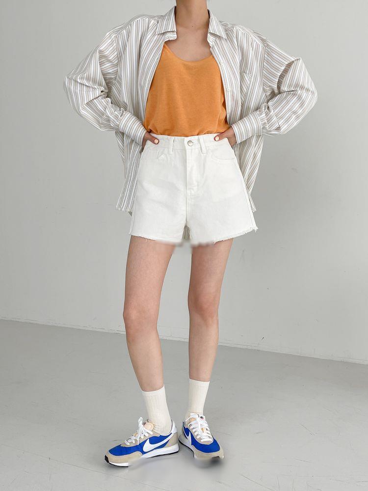 韓製不修邊牛仔短褲<KR>(S-XL) - IKIMSTORE