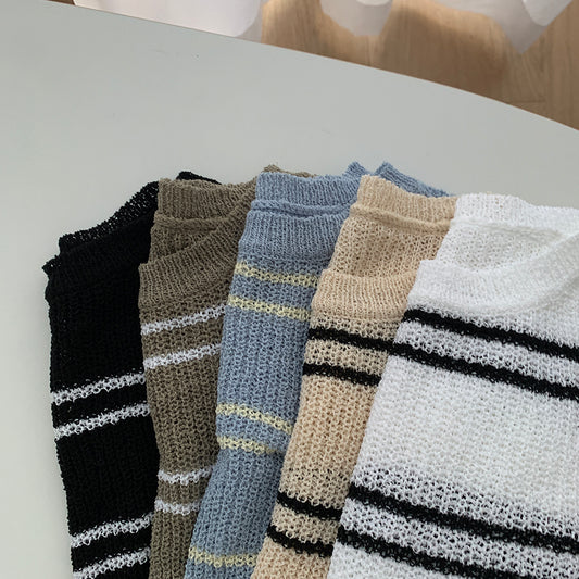 女友感薄款條紋針織衫