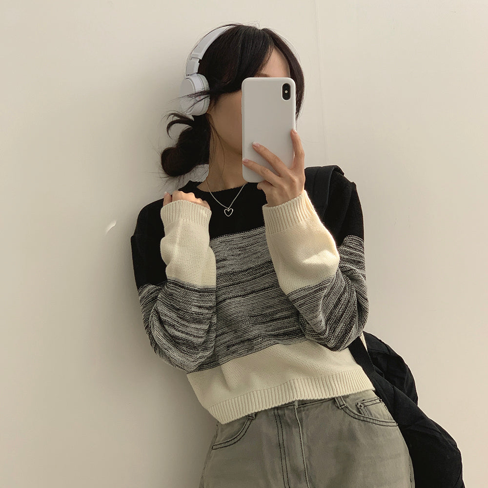 【特價/現貨藍】✨水波條紋混色針織衫