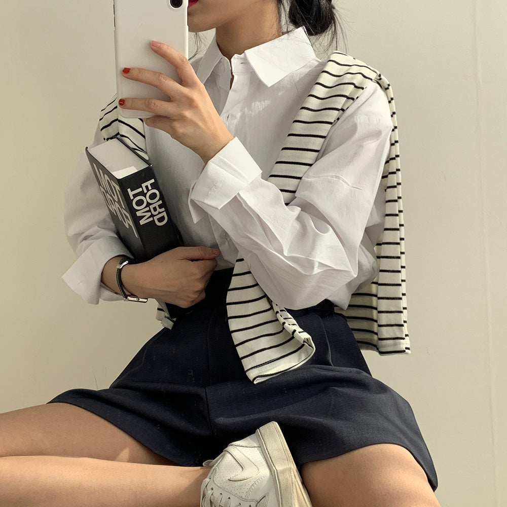 休閒西裝短褲~半鬆緊腰