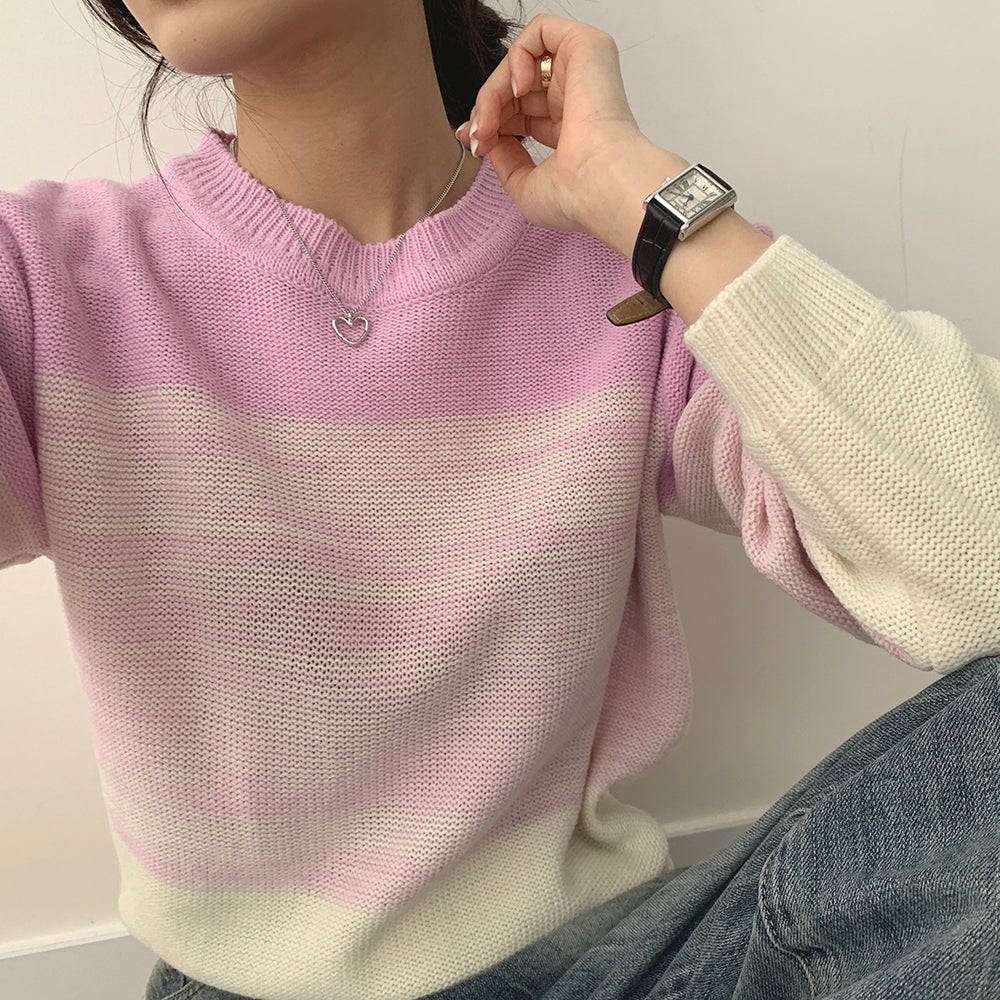 【特價/現貨藍】✨水波條紋混色針織衫