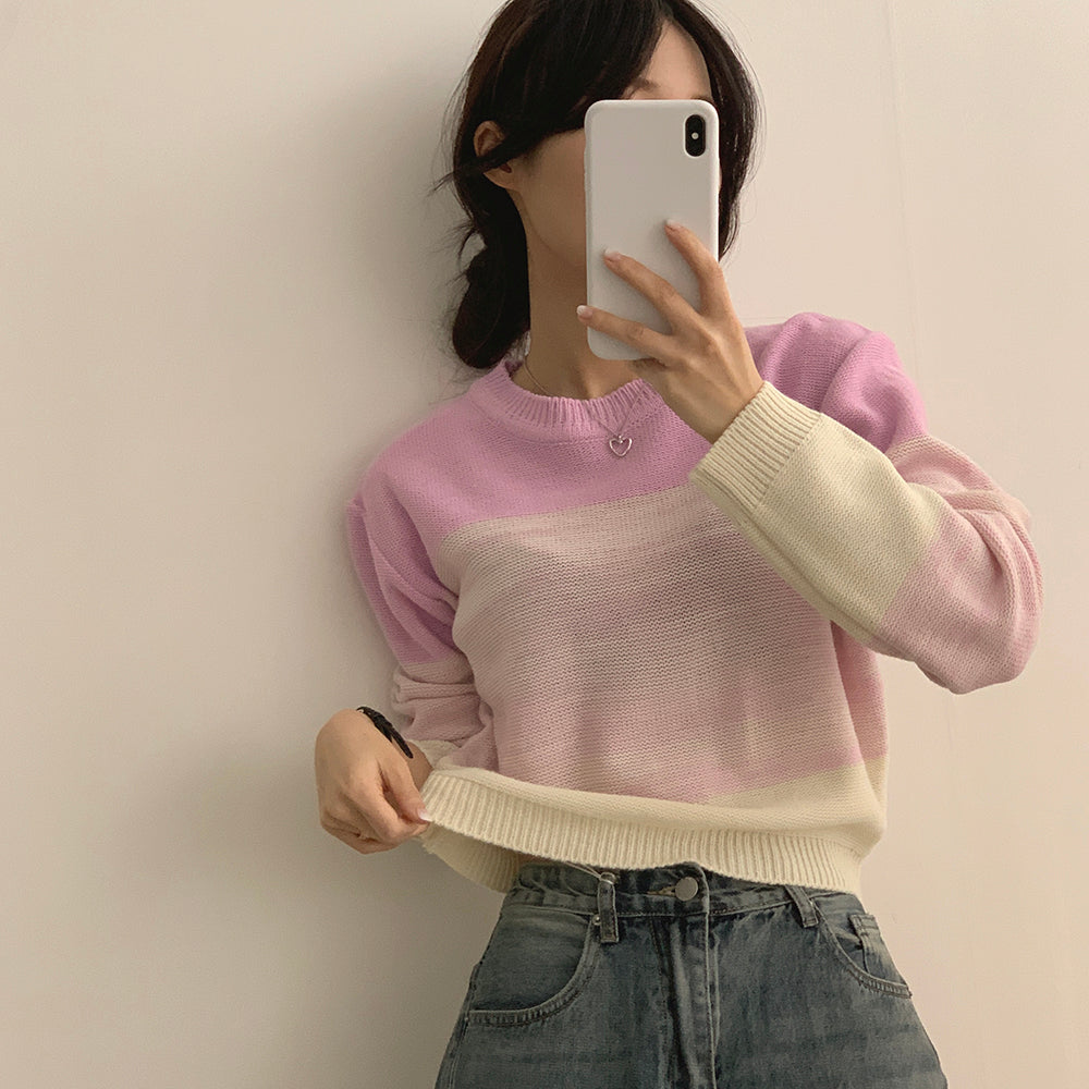 【特價/現貨藍】✨水波條紋混色針織衫