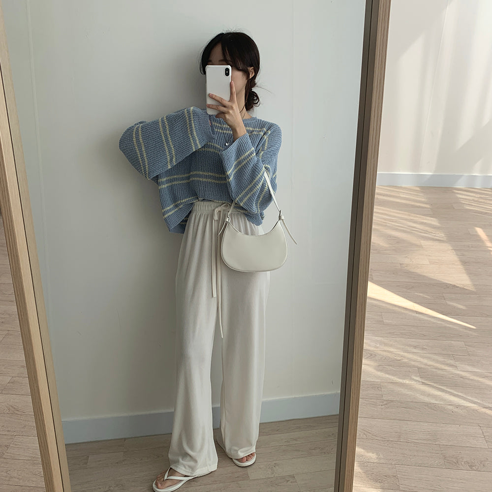 女友感薄款條紋針織衫