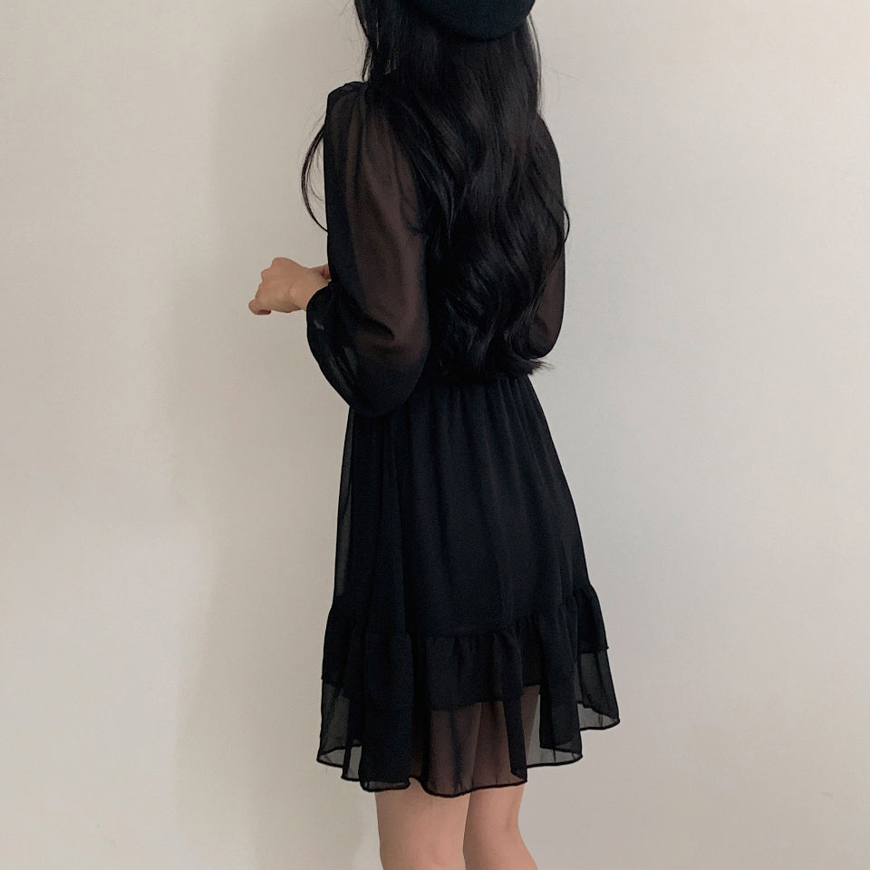 【心動~】🍰仙女V領雪紡連衣裙