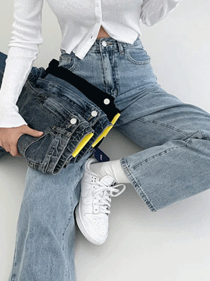 【3種長度/內橡筋】水洗闊腿牛仔褲(S-2XL)