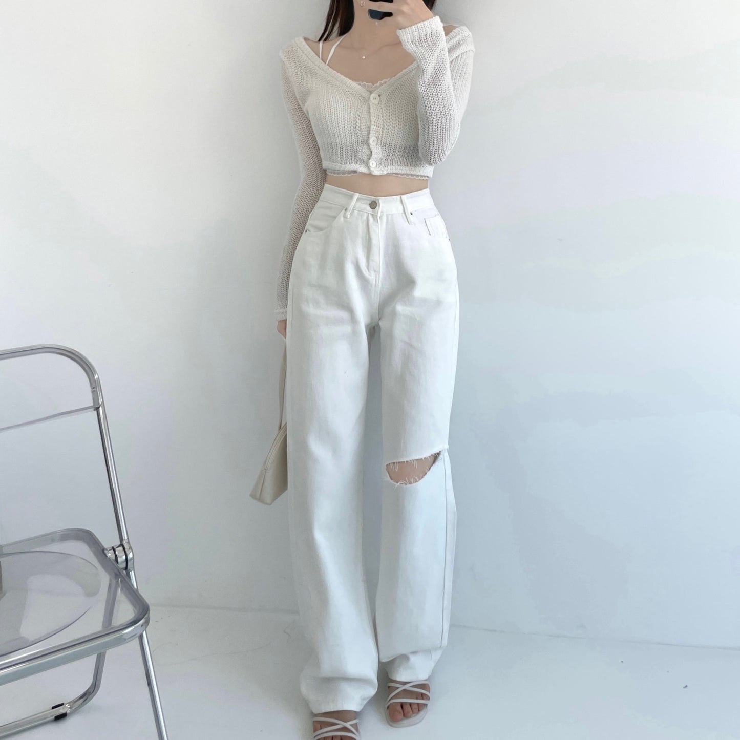 【夏季薄款】膝蓋割破牛仔褲(S-2XL)