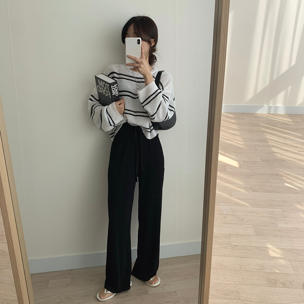 女友感薄款條紋針織衫