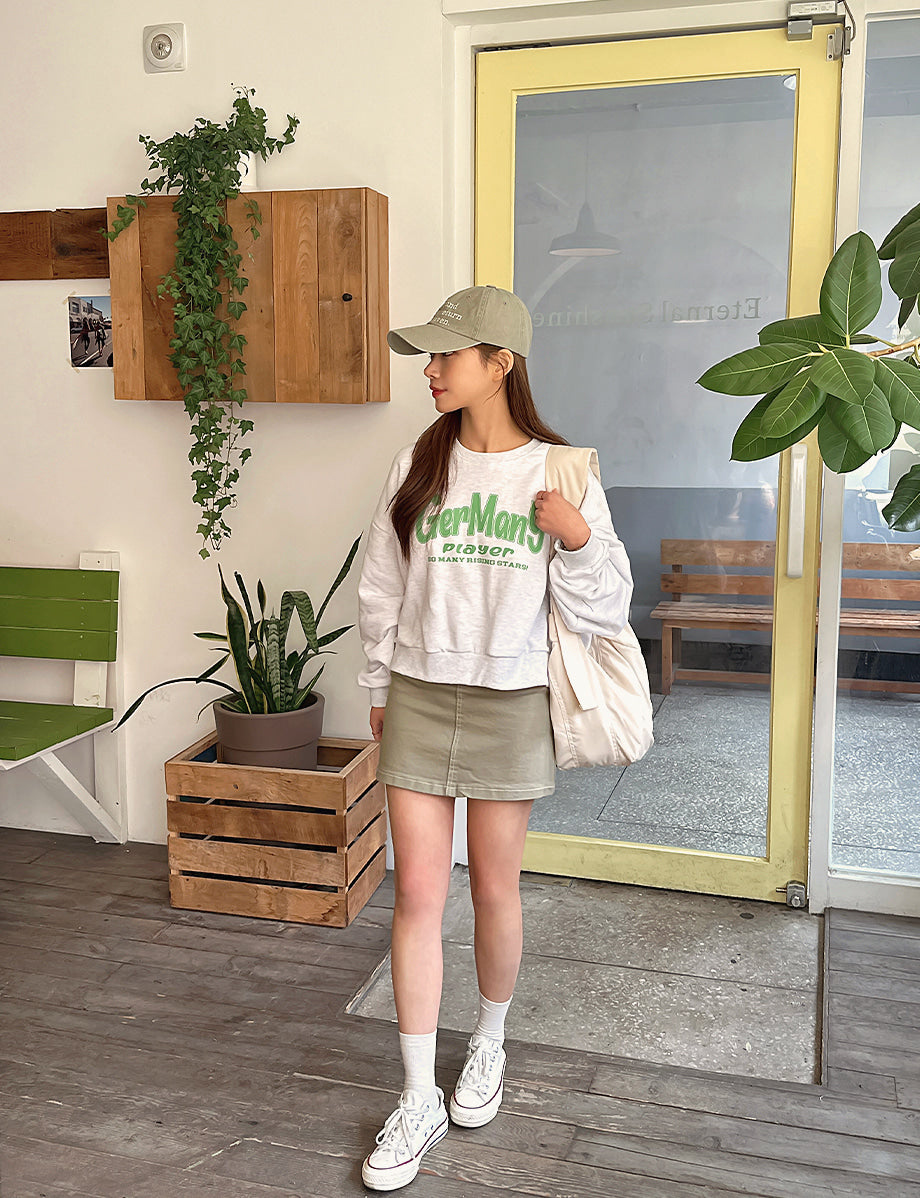 韓製棉質明線迷你裙(S-2XL)