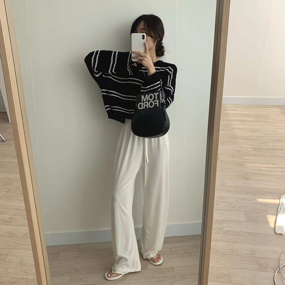 女友感薄款條紋針織衫