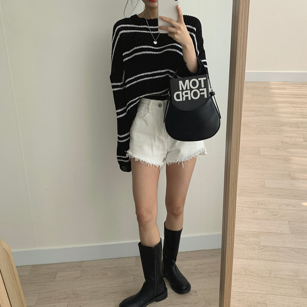 女友感薄款條紋針織衫