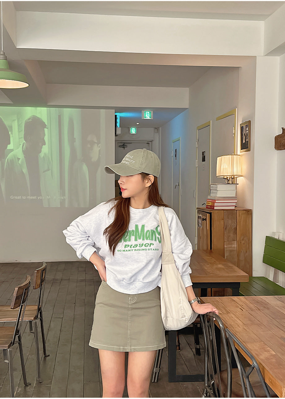 韓製棉質明線迷你裙(S-2XL)