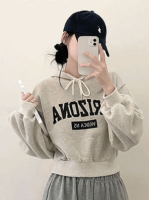 Arizona印花拉絨短款連帽衫(3color) - IKIMSTORE