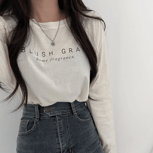 韓製Blush Gray長袖T恤<KR> - IKIMSTORE