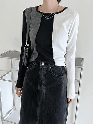 韓製獨特撞色拼接反縫線T恤<KR> - IKIMSTORE