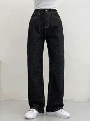 明線直筒牛仔褲(2color) - IKIMSTORE