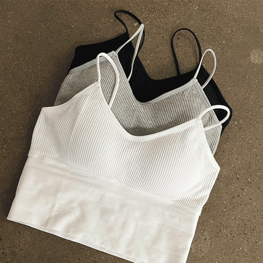 羅紋細肩帶內搭背心(連pad) - IKIMSTORE