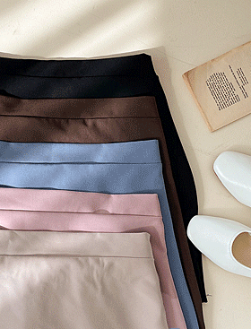 【現貨倒數】 Jelly簡約淨色高腰短裙♥後橡筋 <KR> - IKIMSTORE