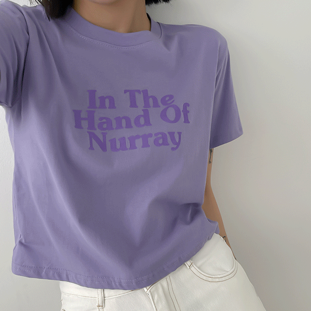 🍬【糖果色】韓製Nurray印字短款T恤<KR>(現貨purple) - IKIMSTORE
