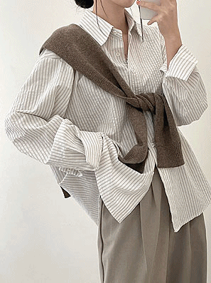 溫柔色系條紋恤衫 (3color) - IKIMSTORE