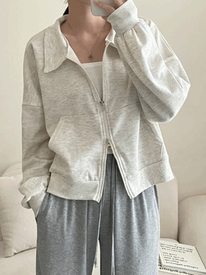 【現貨oatmeal】Milk棉質翻領雙拉鏈外套<KR> - IKIMSTORE