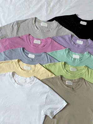 【14色!】韓製棉質短款T恤<KR> - IKIMSTORE