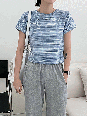 🌊【Unique!】海浪條紋圓領T恤<KR>(現貨green) - IKIMSTORE