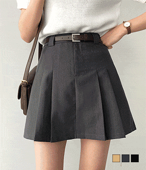 【腰帶SET】腰帶百褶迷你裙(S-L) - IKIMSTORE