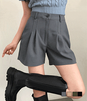 【涼感料🧊】兩針褶西裝短褲<KR> - IKIMSTORE