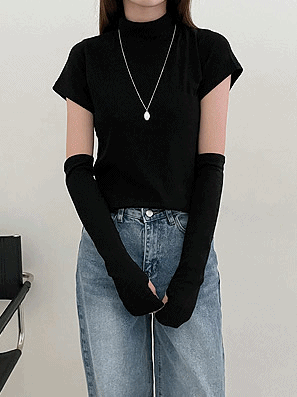 【set】韓製高領T恤+手袖套裝<KR> - IKIMSTORE