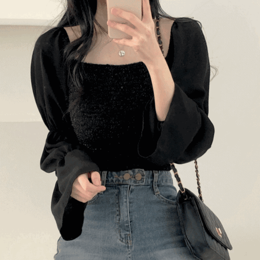 【🍷約會Look/可露肩!】Jasmine Puff Blouse<KR> - IKIMSTORE