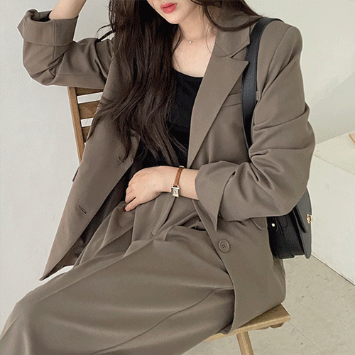 【通勤SET】韓系西裝外套+西褲套裝 - IKIMSTORE