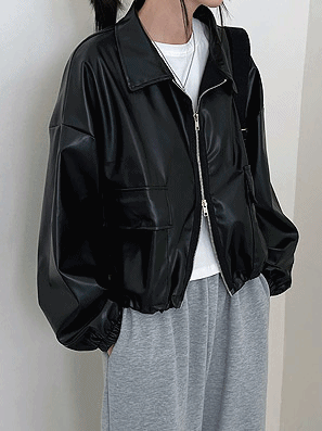 【推薦/5色】柔軟雙拉鏈短款皮夾克 - IKIMSTORE