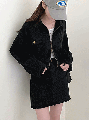 棉質牛仔雙拉鏈夾克外套 - IKIMSTORE