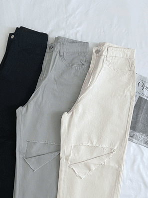 【現貨黑(M)】膝蓋割破牛仔闊褲<KR>(S-L) - IKIMSTORE