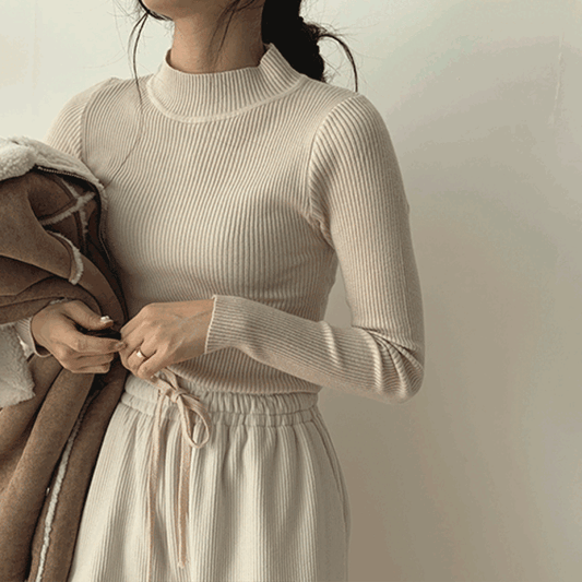 【很合身❤】直坑立領長袖T恤(8color) - IKIMSTORE