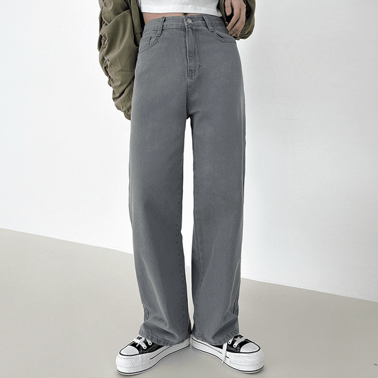 莫蘭迪高級灰黑系牛仔闊褲<KR> - IKIMSTORE